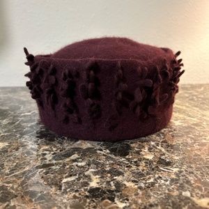 beautiful aubergine pill box felt hat, purchased at the local art fair